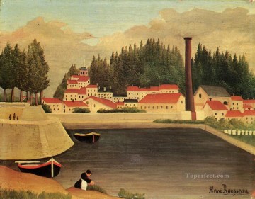 工場近くの村 1908年 アンリ・ルソー ポスト印象派 素朴原始主義 Oil Paintings